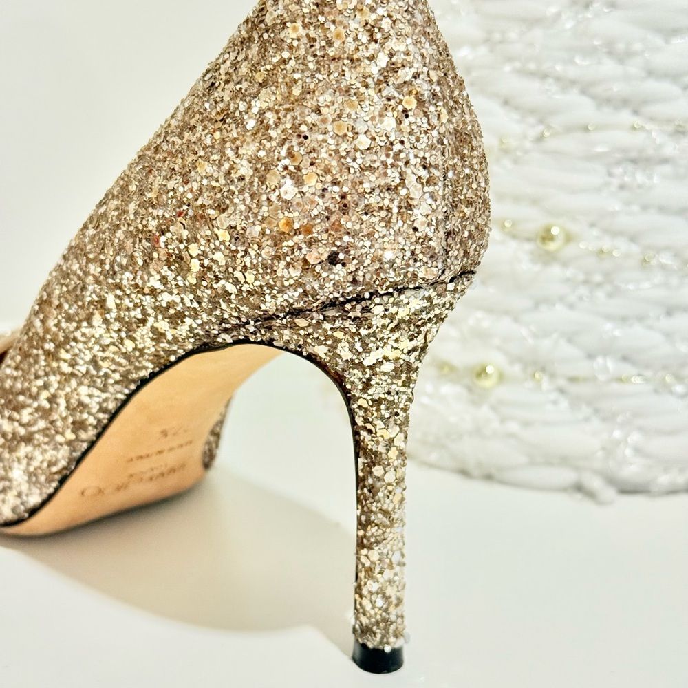 Jimmy Choo Sparkling Gold Heels - Picture 4 of 10